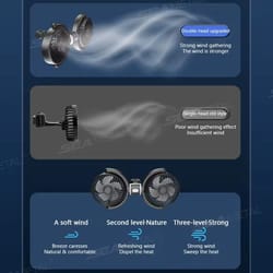 silent dual-head headrest car usb fan 3-speed adjustable cooling fan with free rotation for backseat comfort