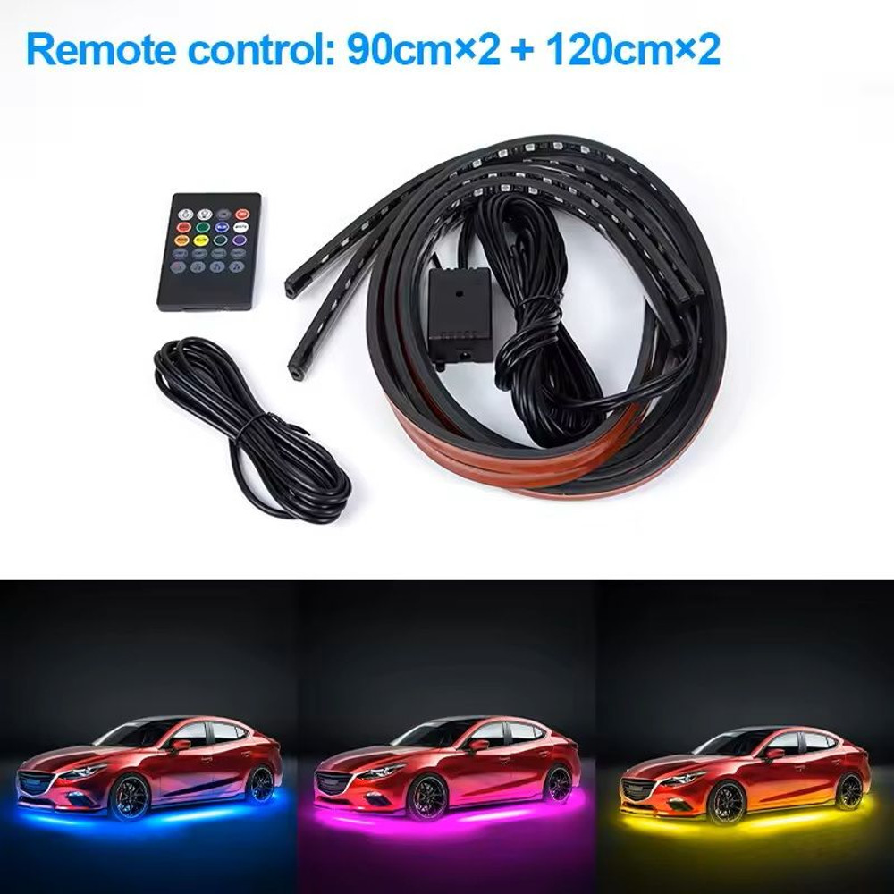 RGB Car Underglow Neon Light Kit 4Piece SoundActive Colored Accent Strip Ambient Lighting APP Contr 1