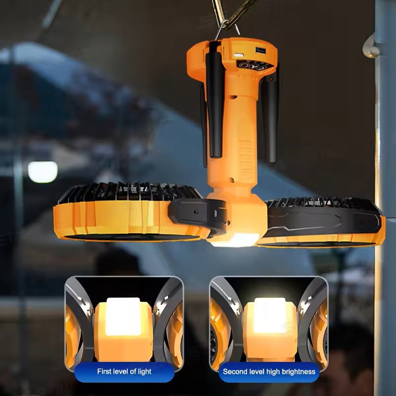 8000 MAh Portable Rechargeable Fan LED Light Automatic Rotation Cooling Fan For Camping Cars Outd 2