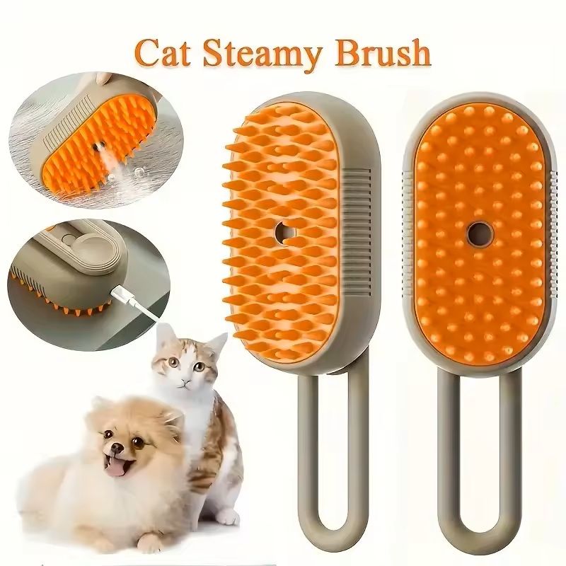 Pet Spray Massage Brush Folding Rotatable HairBath Brush For Cats Dogs SteamSpray Hair Removal B 2