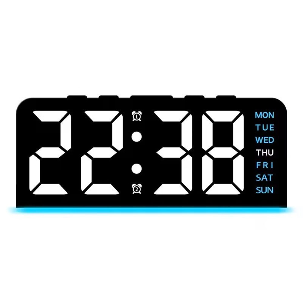 Portable Digital LED Alarm Clock With Date Display Dual Alarms Night Light 12