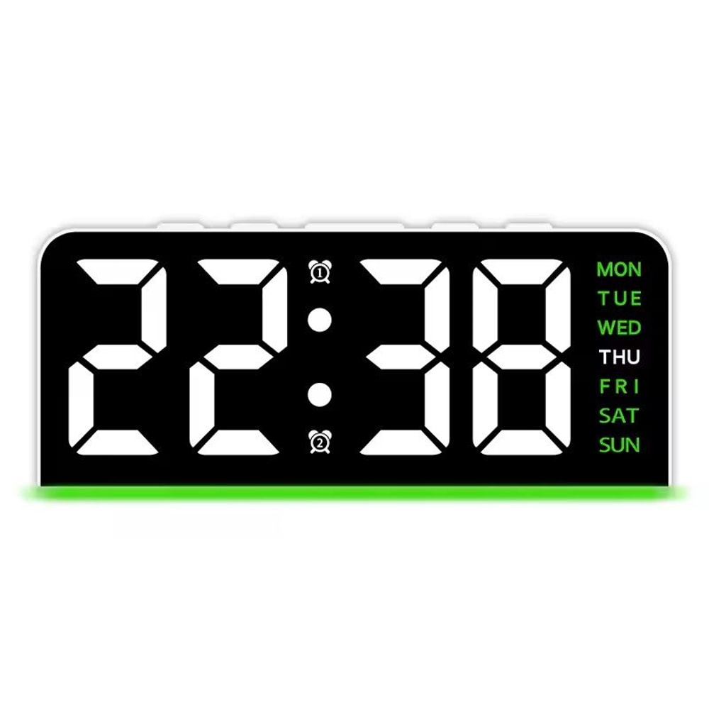 Portable Digital LED Alarm Clock With Date Display Dual Alarms Night Light 15