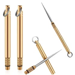 titanium & brass portable toothpick bottle multi-function fruit fork & camping dental tool