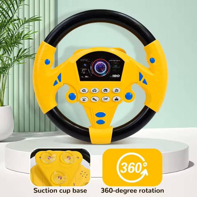 Electric Baby Steering Wheel Toy Light Sound Driving Simulator For Early Learning Play 1