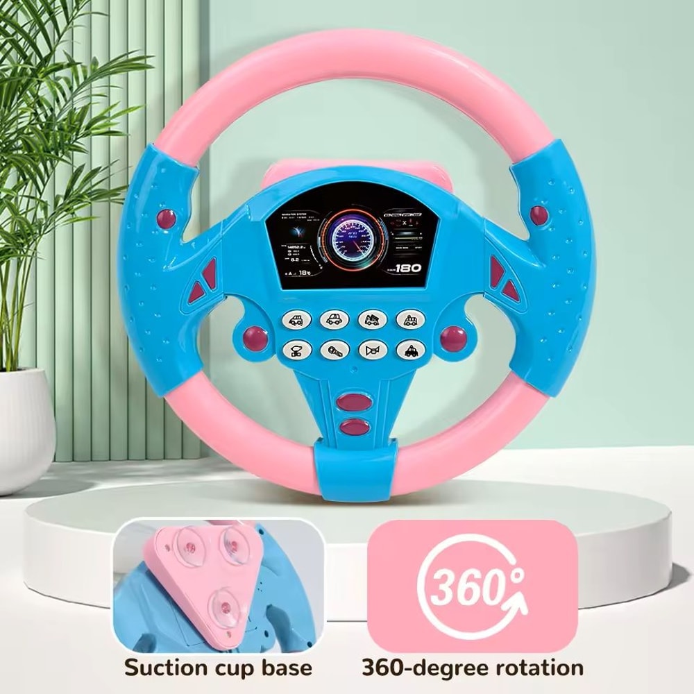 Electric Baby Steering Wheel Toy Light Sound Driving Simulator For Early Learning Play 2