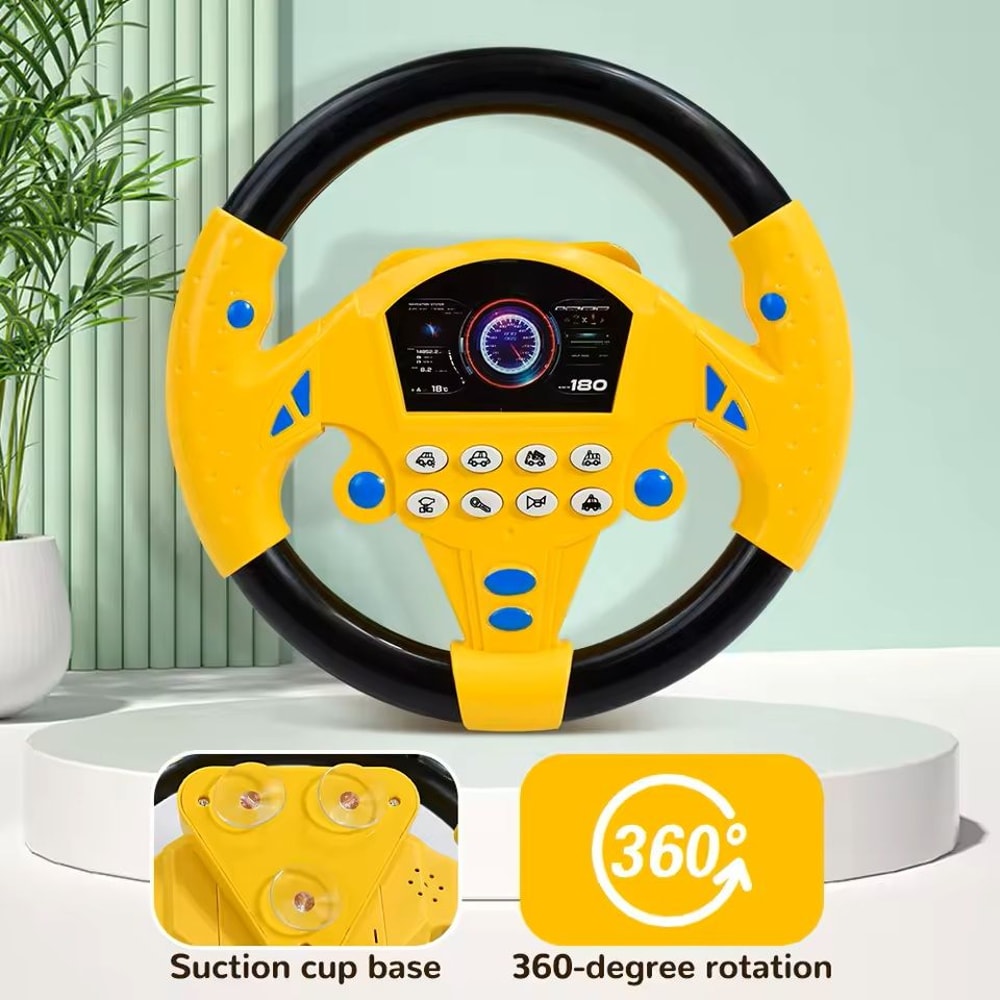 Electric Baby Steering Wheel Toy Light Sound Driving Simulator For Early Learning Play 5