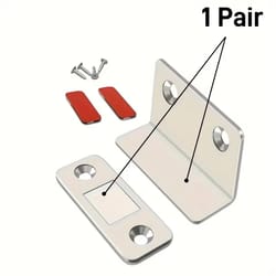 magnetic door catch latch (1 pair) invisible drill-free adhesive mount for cabinets, sliding doors & furniture