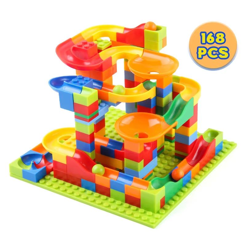 168 PCS DIY Marble Run Maze Blocks STEM Building Toy For Kids Creative Animal Shapes Ball Track F 0