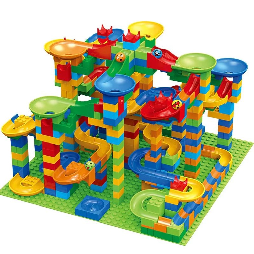 168 PCS DIY Marble Run Maze Blocks STEM Building Toy For Kids Creative Animal Shapes Ball Track F 2