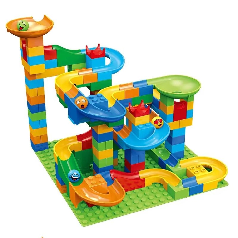 168 PCS DIY Marble Run Maze Blocks STEM Building Toy For Kids Creative Animal Shapes Ball Track F 6