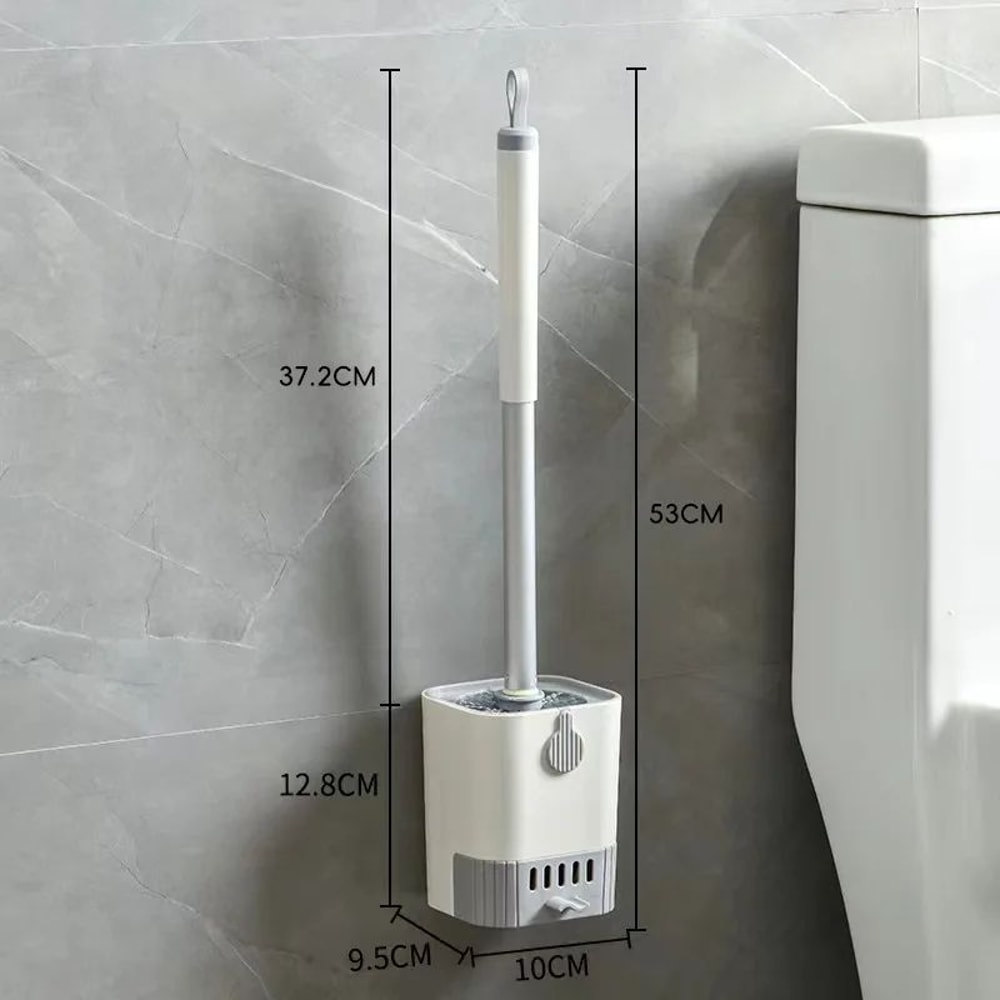 Wall Mounted Silicone Toilet Brush Set With Holder Flexible Long Handle Bathroom Cleaning Brush 7