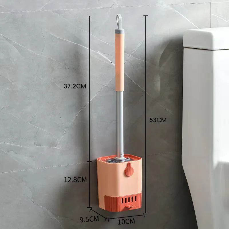 Wall Mounted Silicone Toilet Brush Set With Holder Flexible Long Handle Bathroom Cleaning Brush 9