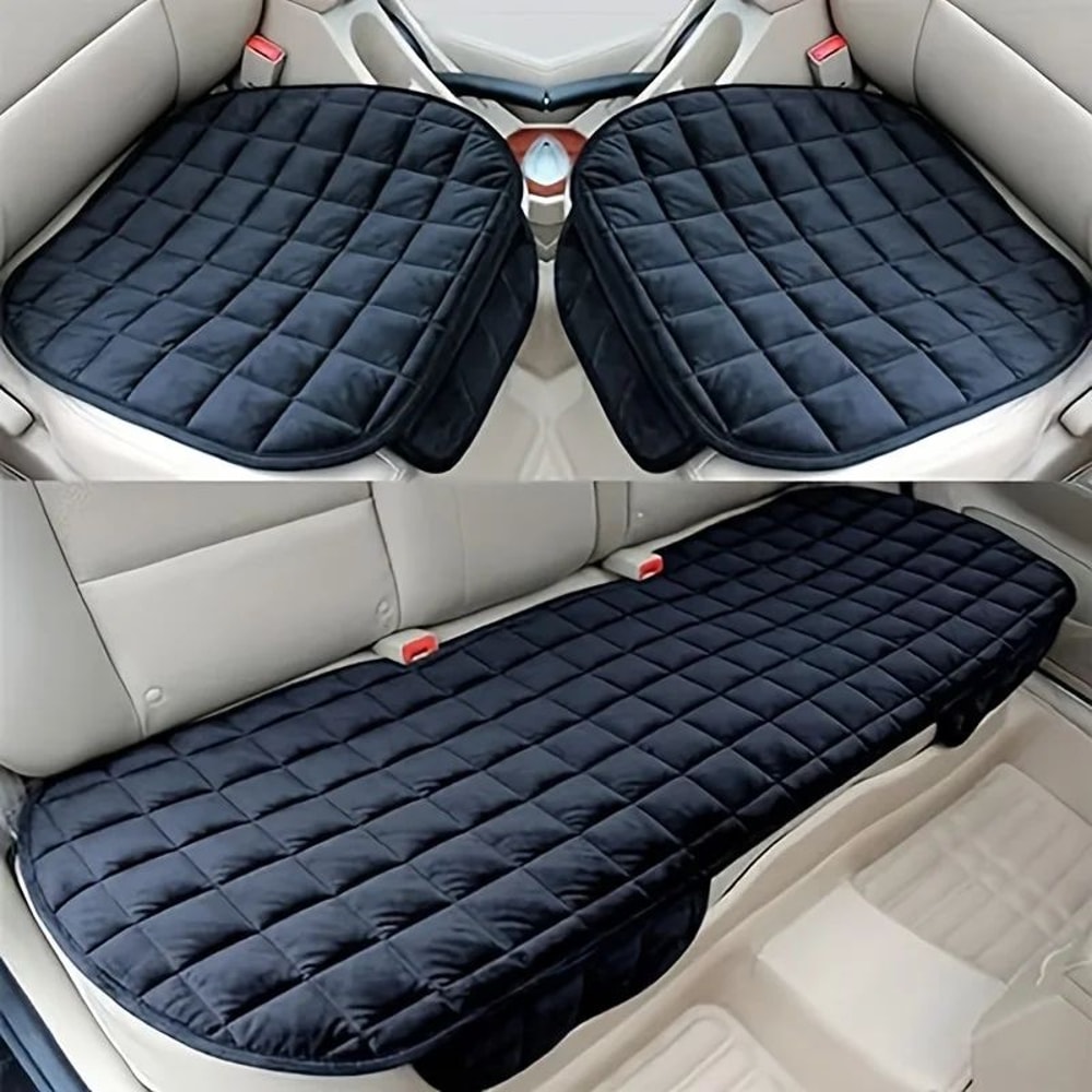 Plush NonSlip Car Front And Back Seat Protector Soft Durable Seat Cushion Mat For Comfort Protect 1