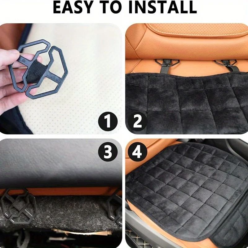 Plush NonSlip Car Front And Back Seat Protector Soft Durable Seat Cushion Mat For Comfort Protect 3