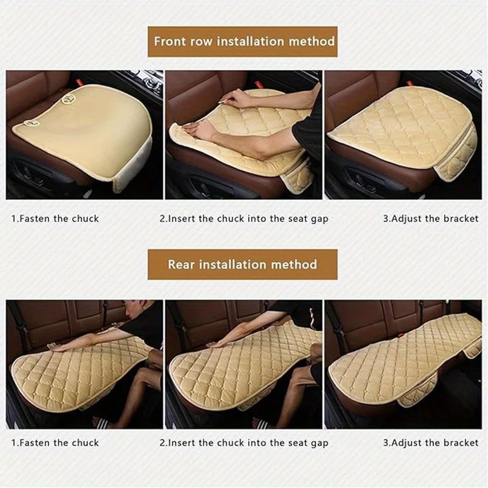 Plush NonSlip Car Front And Back Seat Protector Soft Durable Seat Cushion Mat For Comfort Protect 5