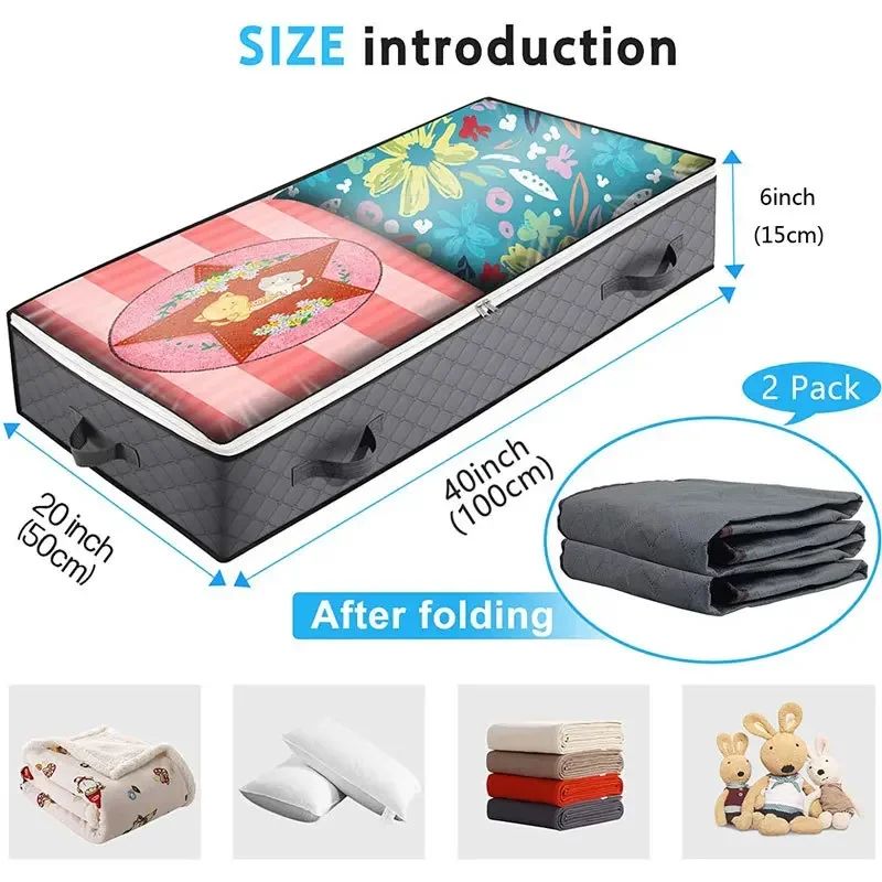 Ultra Space Under Bed Storage Bags Large Capacity Foldable Quilt Clothes Organizer Dustproof Ward