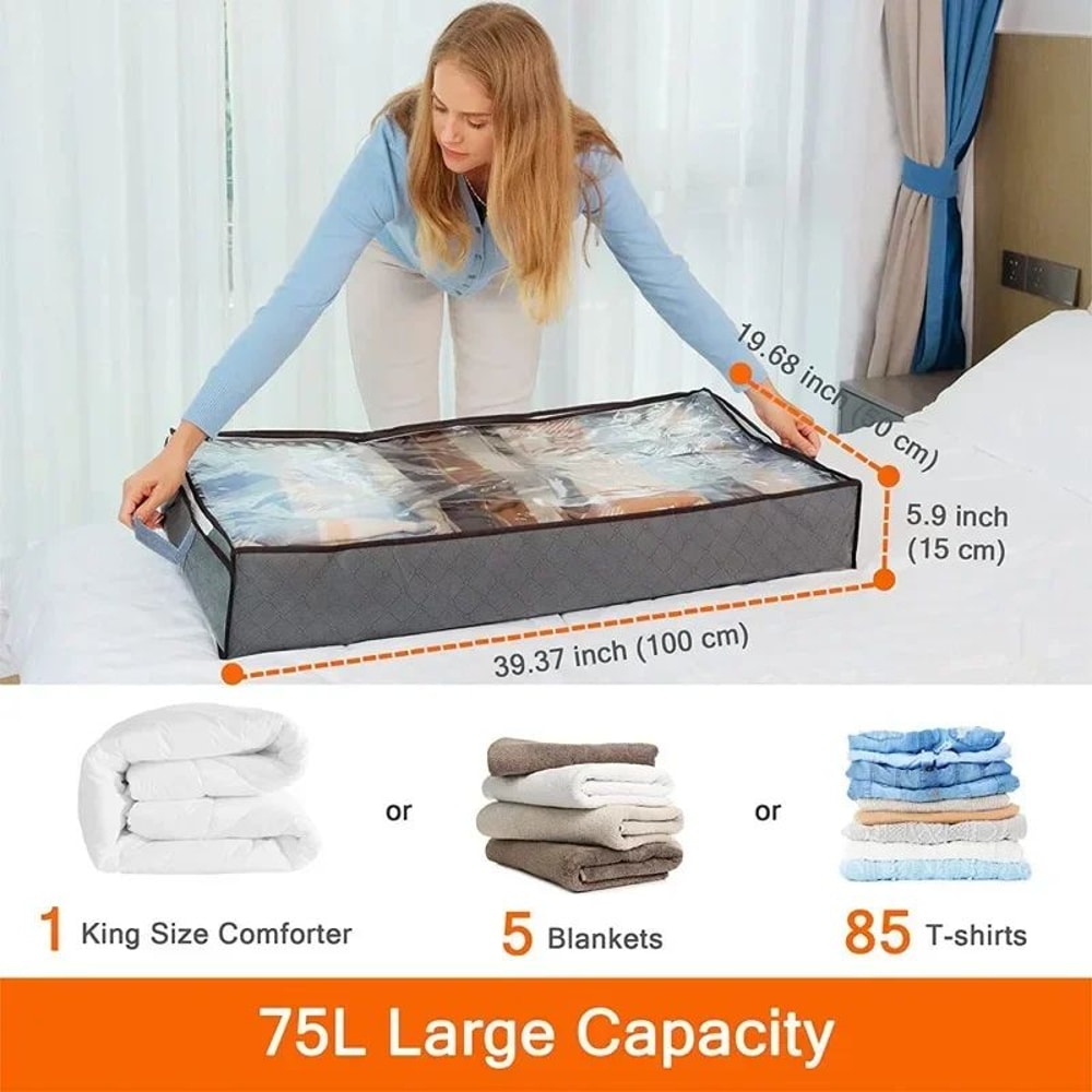 Ultra Space Under Bed Storage Bags Large Capacity Foldable Quilt Clothes Organizer Dustproof Ward