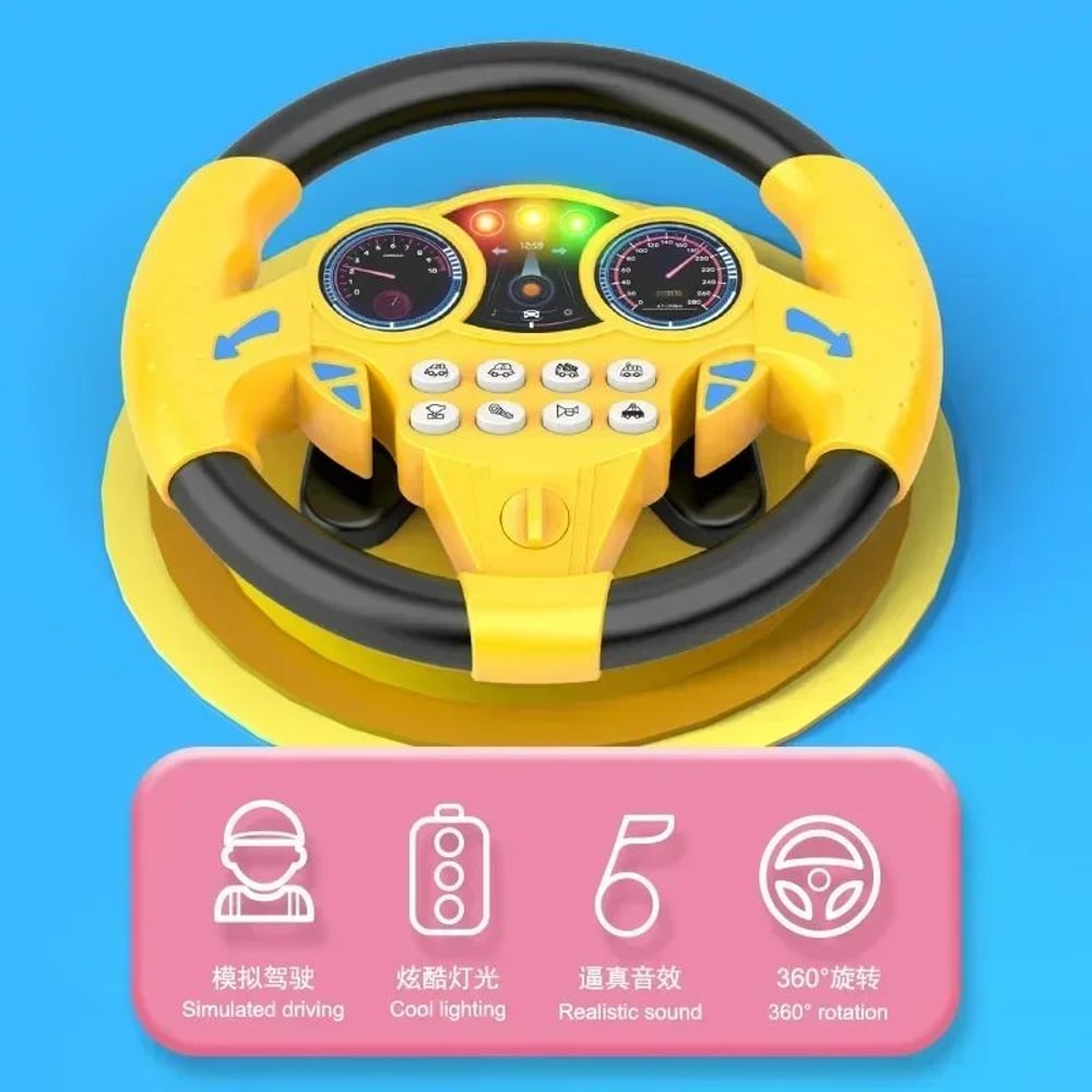 Infant Musical Steering Wheel Toy For Stroller Car LightUp Early Learning Driving Toy With Sounds