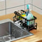 Kitchen Sink Sponge Holder With Auto Drain Plastic Sink Caddy Organizer With Removable Brush Holde 3