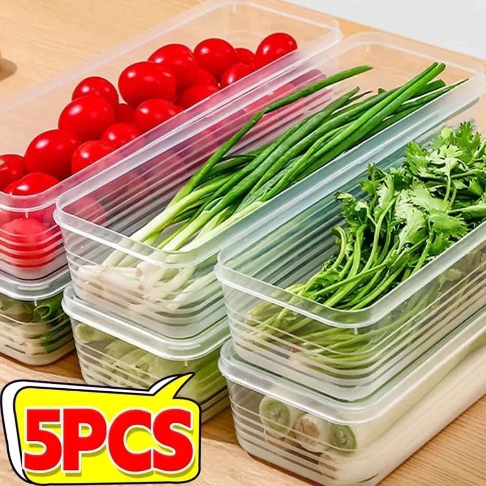 Airtight Refrigerator Storage Boxes With Lid Scallion Vegetable FreshKeeping Fridge Organizer 0