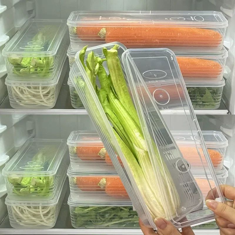 Airtight Refrigerator Storage Boxes With Lid Scallion Vegetable FreshKeeping Fridge Organizer 1