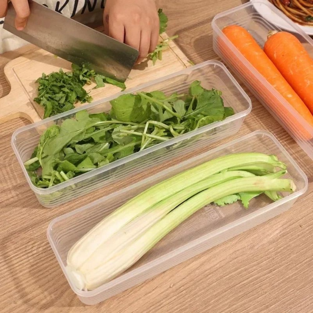 Airtight Refrigerator Storage Boxes With Lid Scallion Vegetable FreshKeeping Fridge Organizer 4