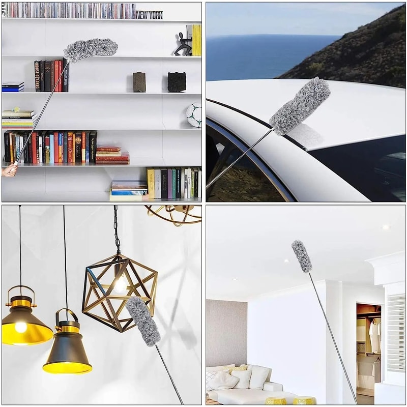 Extendable Microfiber Duster With Telescopic Pole Retractable Washable Ceiling High Reach Dust Re 4