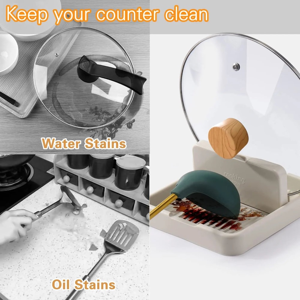 Spoon Rest With Lid Holder Heat Resistant Stove Top Utensil Rest For Spatulas Ladles And Pot Lids 1