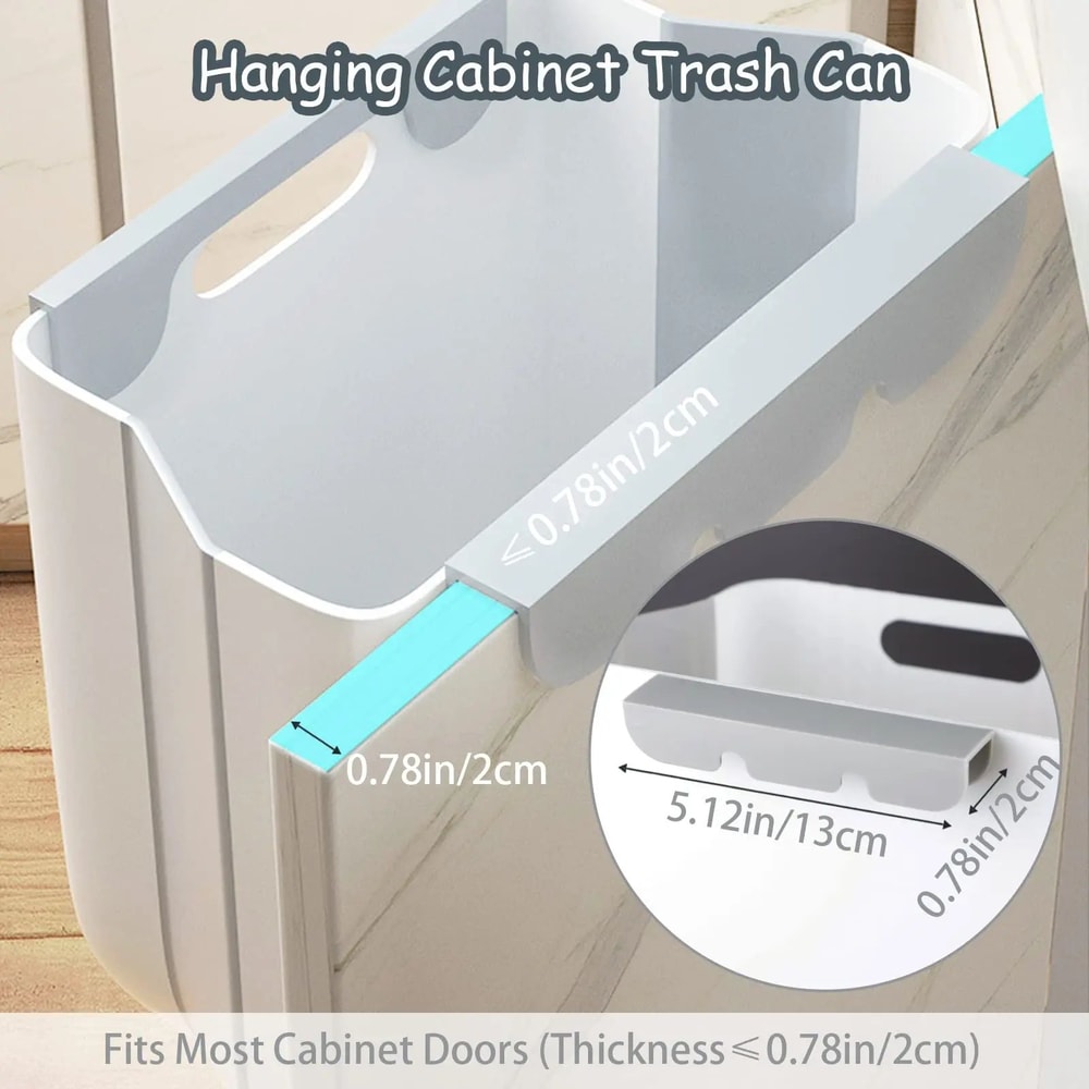Foldable Hanging Trash Can With Cabinet Hook Portable Countertop Waste Bin For Kitchen Bathroom S 1