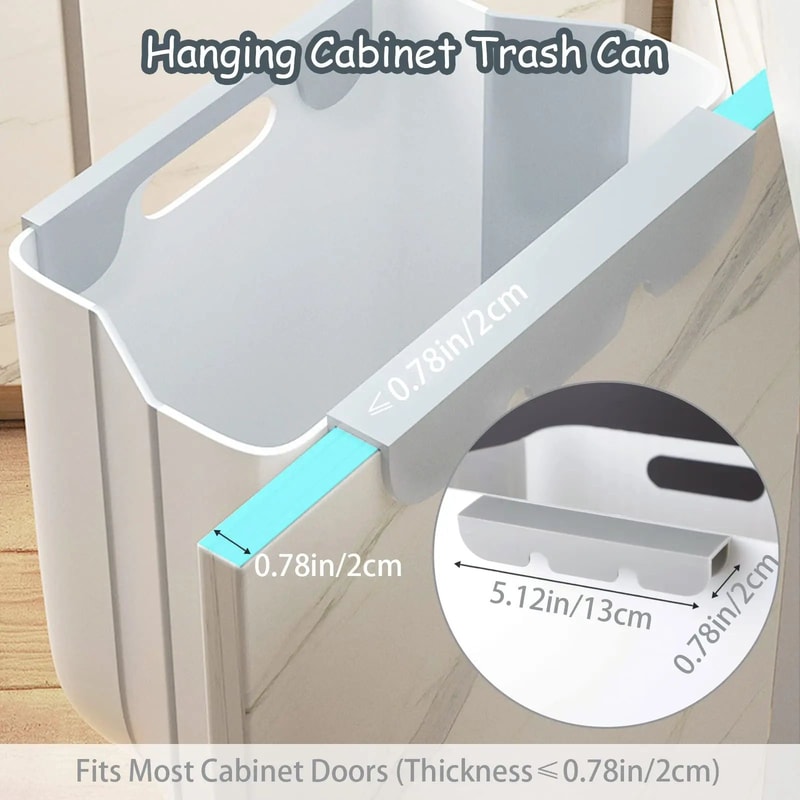 Foldable Hanging Trash Can With Cabinet Hook Portable Countertop Waste Bin For Kitchen Bathroom S 1