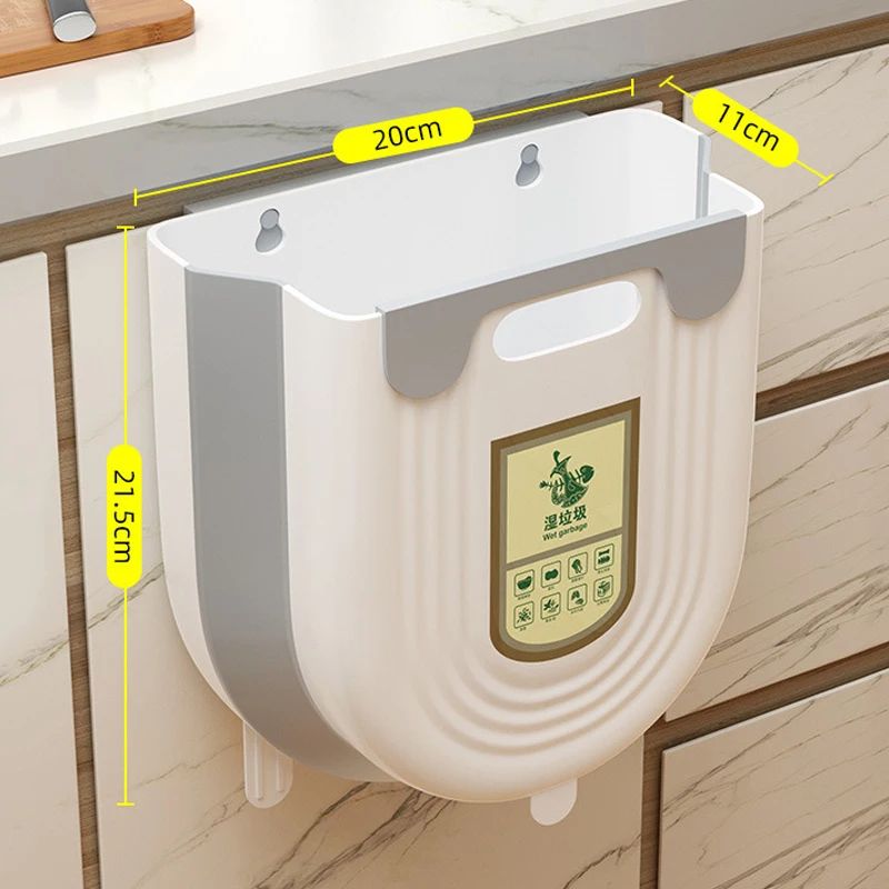 Foldable Hanging Trash Can With Cabinet Hook Portable Countertop Waste Bin For Kitchen Bathroom S 6