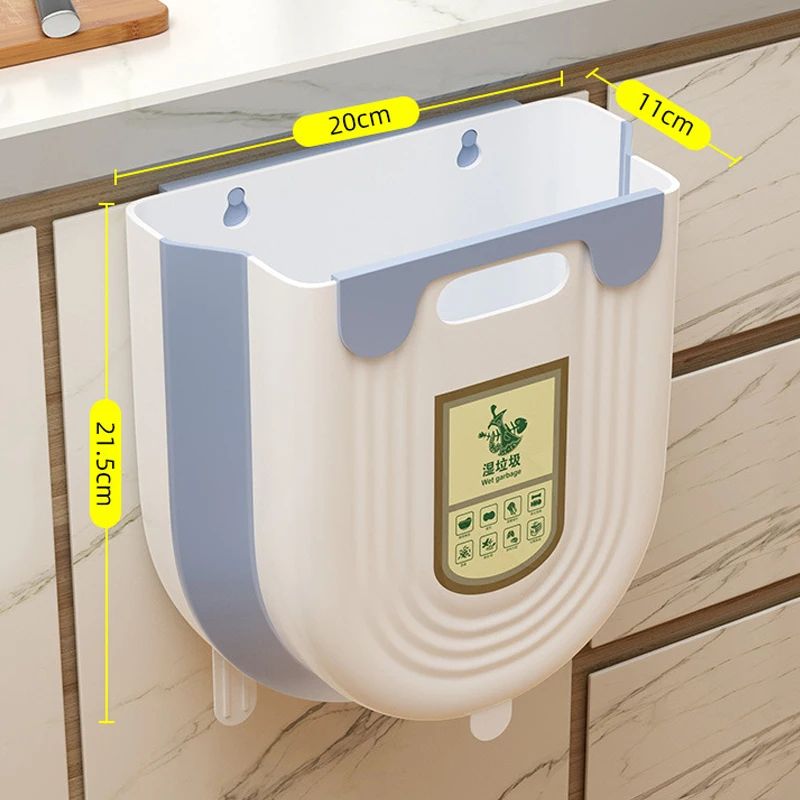 Foldable Hanging Trash Can With Cabinet Hook Portable Countertop Waste Bin For Kitchen Bathroom S 7