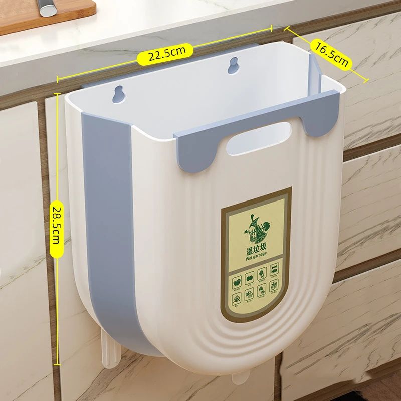 Foldable Hanging Trash Can With Cabinet Hook Portable Countertop Waste Bin For Kitchen Bathroom S 9