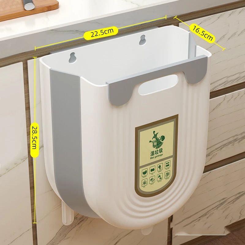 Foldable Hanging Trash Can With Cabinet Hook Portable Countertop Waste Bin For Kitchen Bathroom S 10