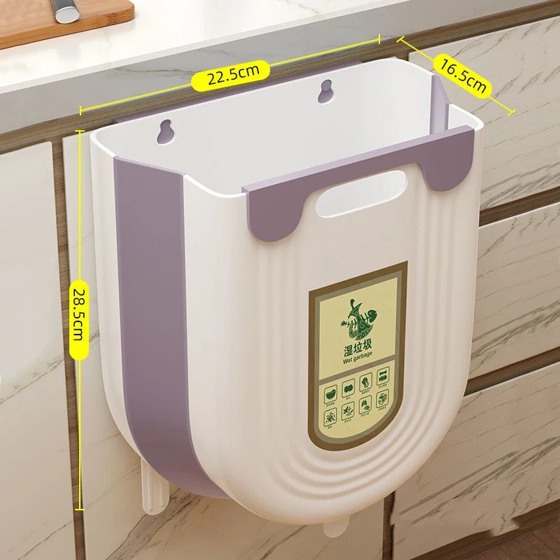 Foldable Hanging Trash Can With Cabinet Hook Portable Countertop Waste Bin For Kitchen Bathroom S 11