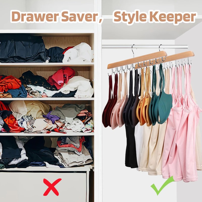 20 Hook Wooden Belt Hanger Organizer Space Saving Scarf Belt Tie Storage Rack For Bedroom Closet 2