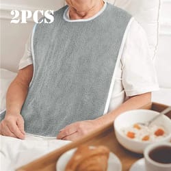 adult bibs for elderly & adults – adjustable, machine washable eating protectors with towel wipe