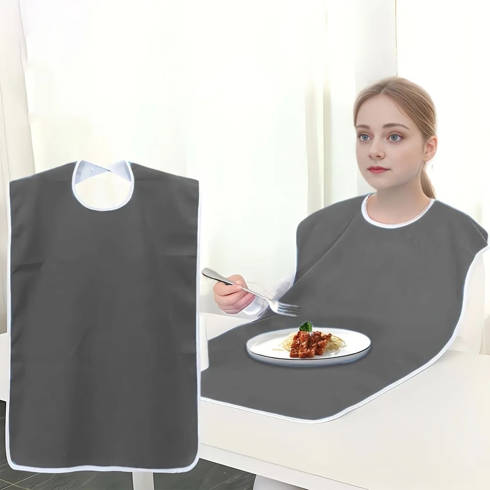 Adult Bibs For Elderly Adults Adjustable Machine Washable Eating Protectors With Towel Wipe 1