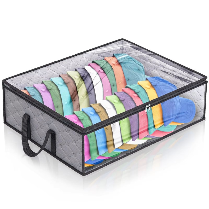 Baseball Cap Storage Organizer Wide Foldable Hat Rack With Handles Holds Up To 40 Hats 7