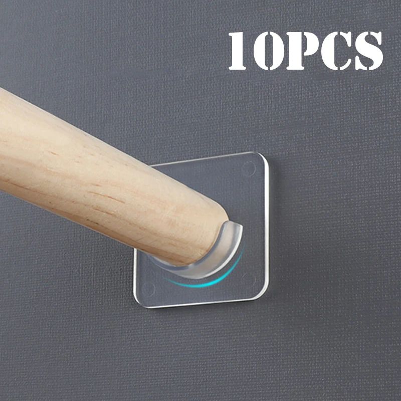 No Drill Curtain Rod Holders With Strong Adhesive Shower Tension Rod Brackets For Bathroom Windo