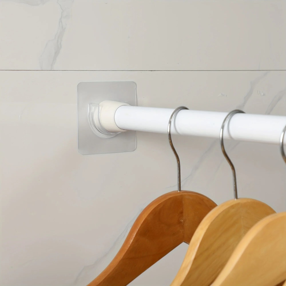 No Drill Curtain Rod Holders With Strong Adhesive Shower Tension Rod Brackets For Bathroom Windo