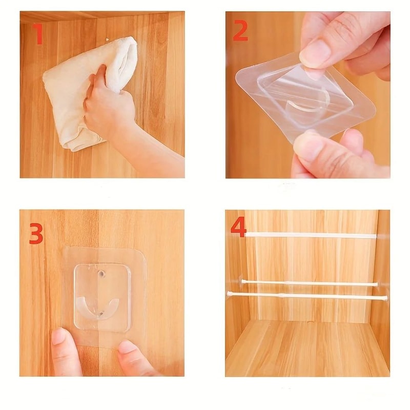 No Drill Curtain Rod Holders With Strong Adhesive Shower Tension Rod Brackets For Bathroom Windo