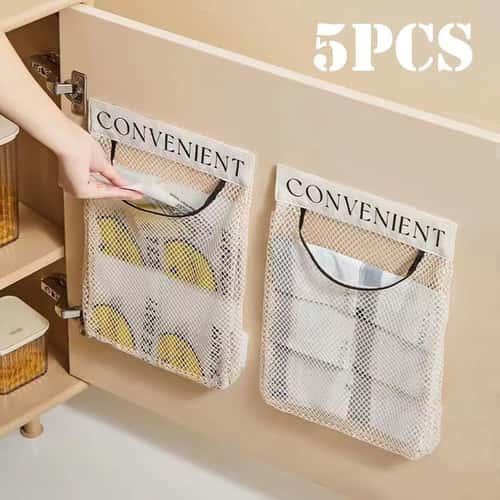 Mesh Storage Wall Organizer – Large Capacity Reusable Bag for Kitchen Groceries & Pantry Organization
