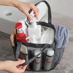 hanging mesh shower caddy – portable 8-pocket dorm shower organizer for bathroom & gym