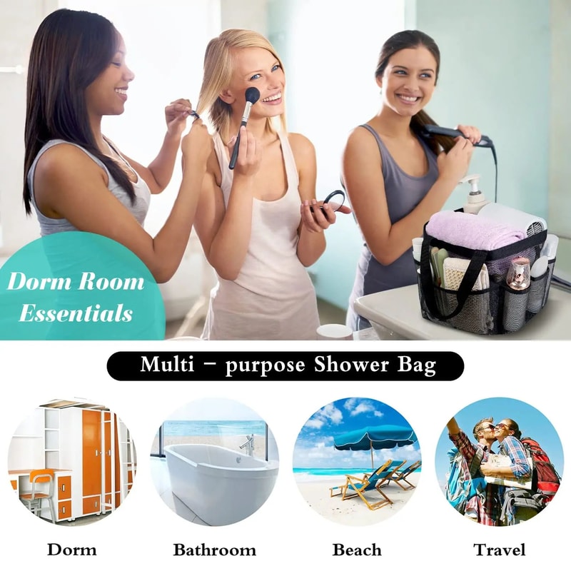 Hanging Mesh Shower Caddy Portable 8Pocket Dorm Shower Organizer For Bathroom Gym 2