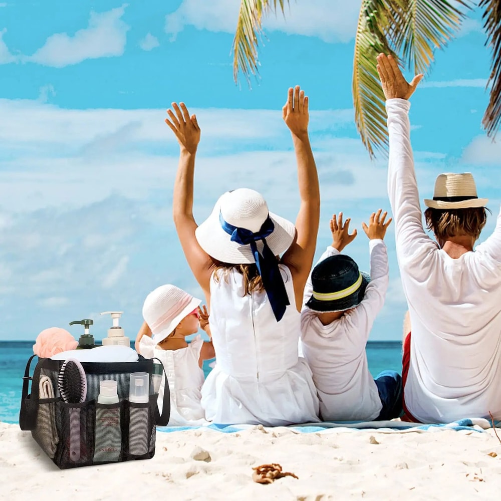 Hanging Mesh Shower Caddy Portable 8Pocket Dorm Shower Organizer For Bathroom Gym 4