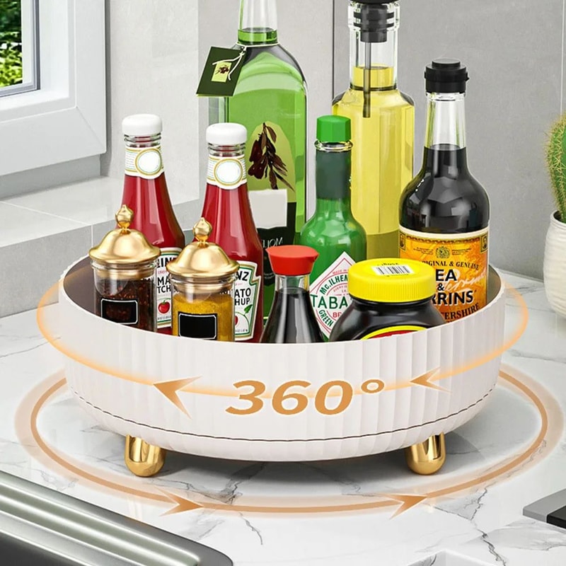 360 Rotating NonSlip Spice Rack Organizer Wide Base Pantry Cabinet Turntable For Kitchen Seasoning 2
