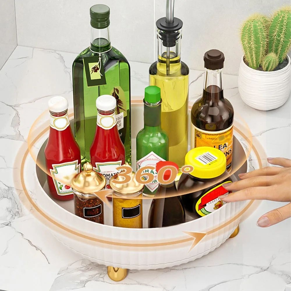 360 Rotating NonSlip Spice Rack Organizer Wide Base Pantry Cabinet Turntable For Kitchen Seasoning 4