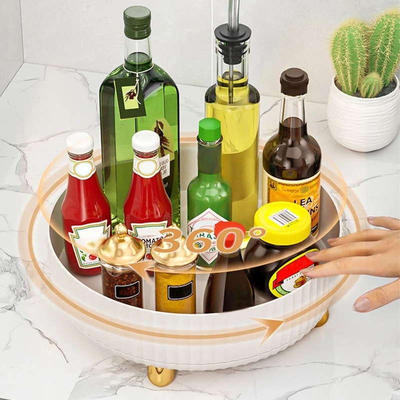 360 Rotating NonSlip Spice Rack Organizer Wide Base Pantry Cabinet Turntable For Kitchen Seasoning 4