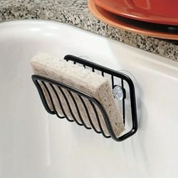 stainless steel sponge holder with suction cup – kitchen sink caddy organizer for dish sponges & scrubbers